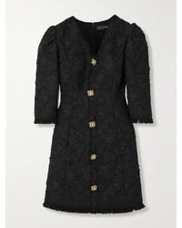 Oscar de la Renta - Gardenia Button-Embellished Embroidered Tweed Mini Dress - Lyst