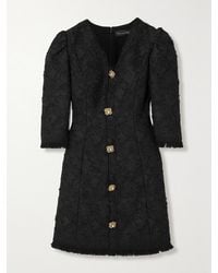 Oscar de la Renta - Gardenia Button-Embellished Embroidered Tweed Mini Dress - Lyst