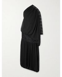 ‎Dima Ayad - Robe Du Soir Asymétrique En Georgette Et En Dentelle À Drapés - Lyst