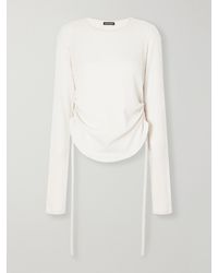 Ann Demeulemeester - Dot Gathered Ribbed Cotton T-Shirt - Lyst