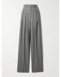Saint Laurent - Hose Mit Weitem Bein Aus Wolle Mit Falten - Lyst