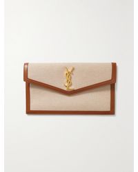 Saint Laurent - Uptown Leather-Trimmed Cotton-Canvas Pouch - Lyst