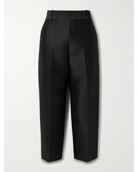 KHAITE - Cam Cropped Wool And Silk-Blend Faille Straight-Leg Pants - Lyst
