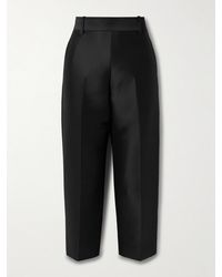 KHAITE - Cam Cropped Wool And Silk-Blend Faille Straight-Leg Pants - Lyst