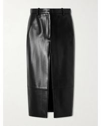 KHAITE - Anden Paneled Leather Midi Skirt - Lyst