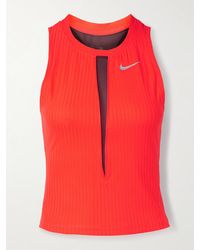 Nike - Court Slam Tennis-Oberteil Aus Geripptem Dri-Fit-Material Und Mesh Mit Cut-Outs - Lyst