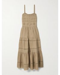 Isabel Marant - Divine Lace-Trimmed Broderie Anglaise Cotton-Voile Midi Dress - Lyst