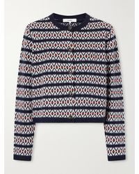 FRAME - The Cashmere Cardi Intarsia Wool And Cashmere-Blend Cardigan - Lyst