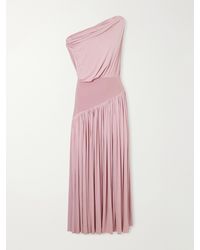Abadia - Gwen Asymmetric Draped Jersey-Trimmed Stretch-Bamboo Maxi Dress - Lyst