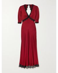 RIXO London - Gabrielle Open-Back Lace-Trimmed Satin Maxi Dress - Lyst