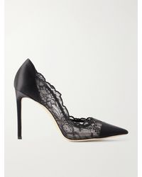 Jimmy Choo - Brigitte 100 Satin-Trimmed Lace Pumps - Lyst