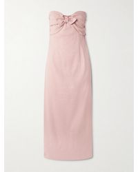TOVE - Rahel Gathered Tie-Front Linen-Blend Midi Dress - Lyst