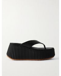 Chloé - Nama Leather Platform Flip Flops - Lyst