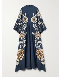 La DoubleJ - Scarf-Detailed Printed Silk-Twill Maxi Dress - Lyst
