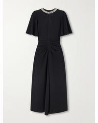 Rebecca Vallance - Noemie Crystal-Embellished Draped Crepe Midi Dress - Lyst