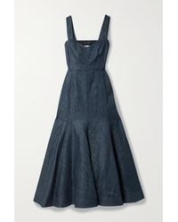 Gabriela Hearst Virginia Open-back Linen-chambray Dress - Blue