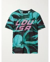 Louisa Ballou - Printed Stretch-Mesh T-Shirt - Lyst