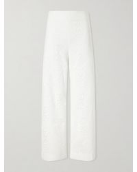 TOVE - Nynette Floral-Embroidered Cotton-Blend Wide-Leg Pants - Lyst
