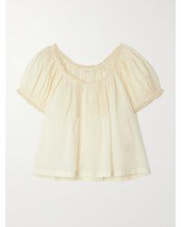 Doen - Frederica Lace-Trimmed Organic Cotton-Voile Blouse - Lyst