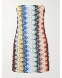 Missoni - Strapless Striped Metallic Crochet-Knit Mini Dress - Lyst