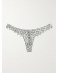Kiki de Montparnasse - Lamine Embroidered Stretch-Silk Tulle Thong - Lyst