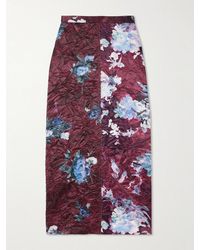 Erdem - Floral-Print Crinkled Duchesse-Satin Midi Skirt - Lyst