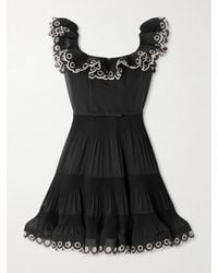 Zimmermann - Mini-Robe En Organza À Plis, Volants, Broderies Et Ceinture - Lyst