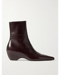 KHAITE - Sybil Glossed-Leather Ankle Boots - Lyst