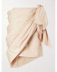 Chloé - Bow-Embellished Draped Cotton Midi Skirt - Lyst
