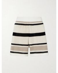 Brunello Cucinelli - Open-Knit Striped Cotton Shorts - Lyst