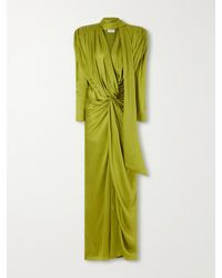 Balmain - Draped Silk-Charmeuse Maxi Dress - Lyst