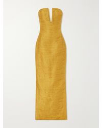 Marmar Halim - Cape-Effect Plissé Satin Gown - Lyst