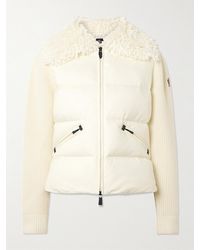 Moncler - Fleece And Quilted Shell-Paneled Ribbed Wool Cardigan - Lyst