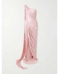 Marmar Halim - Roseya Asymmetric Draped Silk-Satin Gown - Lyst