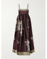 ALÉMAIS - Josie Gathered Floral-Print Twill Midi Dress - Lyst