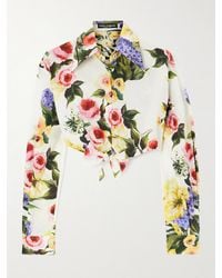 Dolce & Gabbana - Rose Garden Cropped Shirt - Lyst