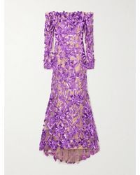 Oscar de la Renta - Off-The-Shoulder Sequined Tulle Gown - Lyst