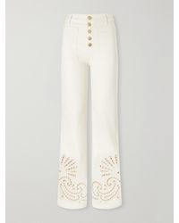 Ulla Johnson - The Lou Broderie Anglaise Mid-Rise Straight-Leg Jeans - Lyst