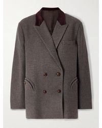 Blazé Milano - Doppelreihiger Blazer Aus Einer Wollmischung Mit Hahnentrittmuster Und Cordbesatz - Lyst