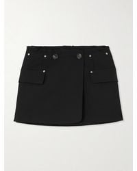 Dion Lee - Wrap-Effect Embellished Frayed Wool-Blend Mini Skirt - Lyst