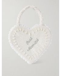 Clio Peppiatt - Just Married Lace-Trimmed Beaded Twill Tote - Lyst