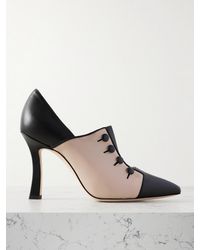 Manolo Blahnik - Sisygambis 105 Button-Embellished Two-Tone Leather Pumps - Lyst