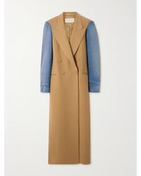 Dries Van Noten - Denim-Paneled Double-Breasted Wool-Blend Twill Coat - Lyst