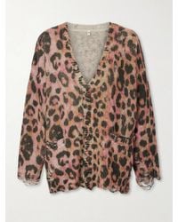 R13 - Distressed Animal-Print Cashmere Cardigan - Lyst
