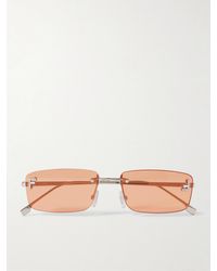 Fendi - Fendi First Goldfarbene, Rahmenlose Sonnenbrille Mit Rechteckigem Gläsern Und Kristallen - Lyst