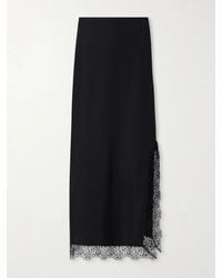 La Ligne - Phoenix Lace-Trimmed Silk-Blend Midi Skirt - Lyst