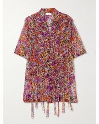 Dries Van Noten - Ruffled Floral-Print Silk-Crepon Shirt - Lyst