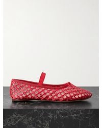 Loeffler Randall - Leonie Grosgrain-Trimmed Raffia Mary Jane Ballet Flats - Lyst