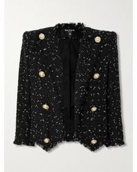 Balmain - Spencer Blazer Aus Tweed Mit Punkten, Pailletten, Verzierungen Und Fransen - Lyst