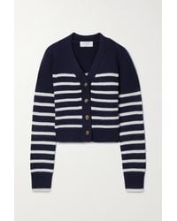 La Ligne Mini Marin Striped Wool And Cashmere-blend Cardigan - Blue